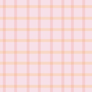 Pastel Peach Pink Gingham - Large Scale