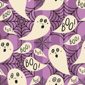Whimsigothic-ghosts-with-boo-speech-bubbles-on-bluish-purple-vertial-stripes-with-cobwebs-S-small