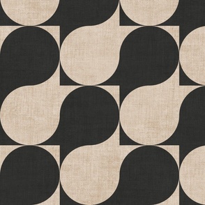Retro Abstract - charcoal on neutral taupe