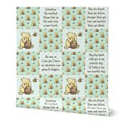 Bigger Scale Patchwork 6" Squares Classic Pooh in Pale Mint Green for Cheater Quilt or Blanket
