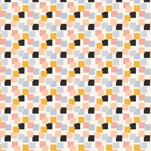 Simple posted squares- powder blue, cream, pastel pink, black, mustard yellow and off white // Small scale