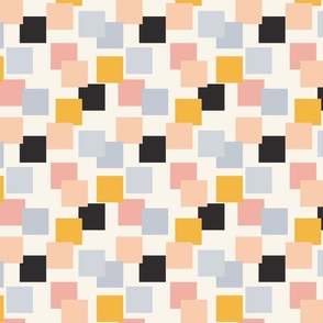 Simple posted squares- powder blue, cream, pastel pink, black, mustard yellow and off white // Medium scale