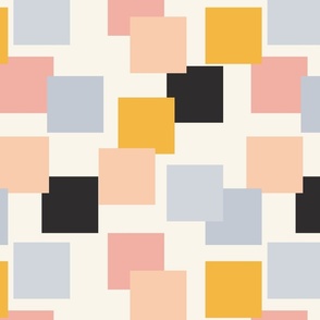 Simple posted squares- powder blue, cream, pastel pink, black, mustard yellow and off white // Big scale