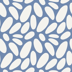Organic Shapes – Modern and Simple Abstract Flowers, Chalk White and Denim Blue