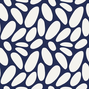 Organic Shapes – Modern and Simple Abstract Flowers, Chalk White and Navy Blue