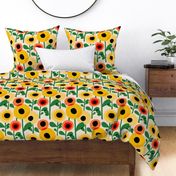 Mid Century Poppy Abstract - warm yellow 