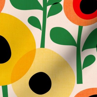 Mid Century Poppy Abstract - warm yellow 