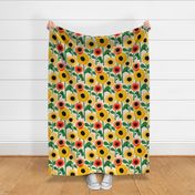 Mid Century Poppy Abstract - warm yellow 