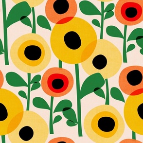 Mid Century Poppy Abstract - warm yellow 