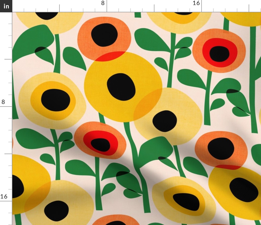 Mid Century Poppy Abstract - warm yellow 