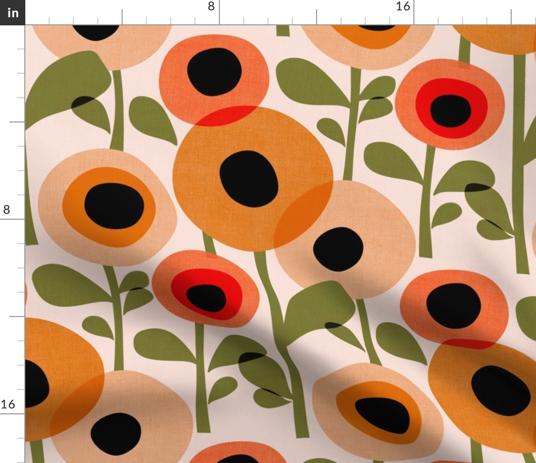 Mid Century Poppy Abstract - vintage orange 