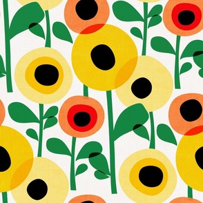 Mid Century Poppy Abstract -  sunny yellow 