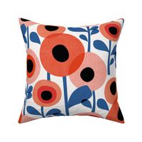 Mid Century Poppy Abstract - red and blue 