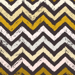 gold and brown painted chalk strip zigzag | large