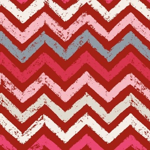 red and pink painted zigzag | large