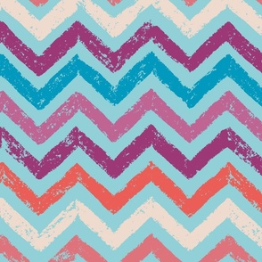 colorful painted chevron on light blue | large