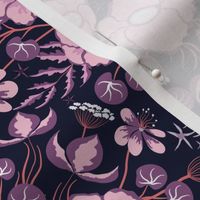 bold romantic florals - midnight blue and pink