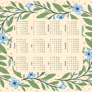 Blue Florals 2024 Calendar