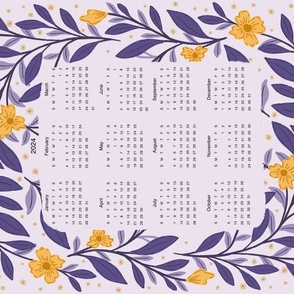 Yellow Flowers Purple Leaves Calendar 2024