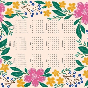 Pink And Yellow Floral 2024 Calendar