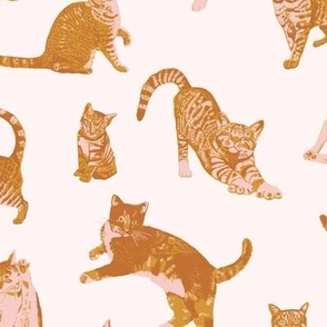 Caturday Cats in Burnt Orange and Pink