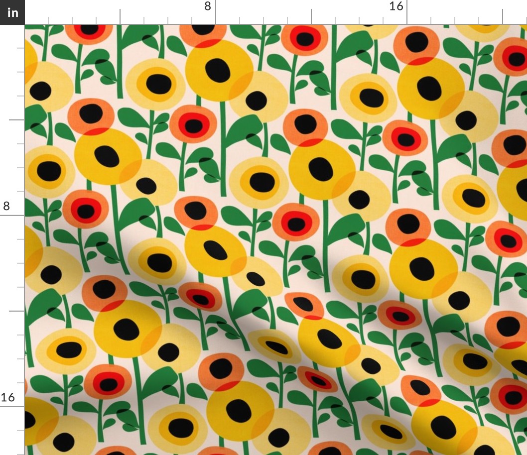 Mid Century Poppy Abstract - warm yellow, small 