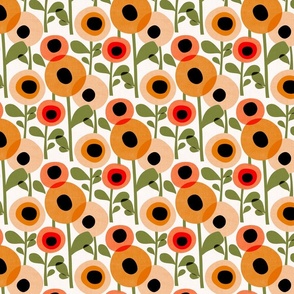 Mid Century Poppy Abstract - orange, small 