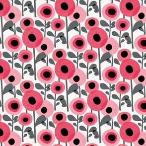Mid Century Poppy Abstract - pink and grey, small 