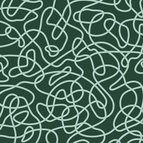 Abstract light green squiggle on dark green, SMALL
