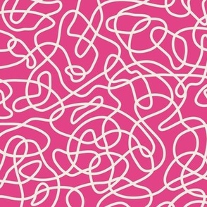 S. Abstract light pink squiggle on hot pink, small scale