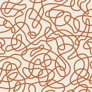 Abstract orange squiggle on beige, pantone intangible colors, SMALL