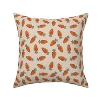 Watercolor fat carrot design - easter springtime garden vintage orange olive green on sand  