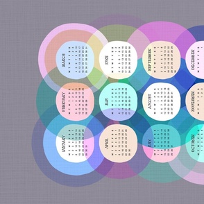 Mid-mod abstract geometric Rainbow dots 2024 Calendar 2. muted plum