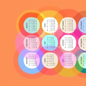 Mid-mod abstract geometric Rainbow dots 2024 Calendar 2. Orange