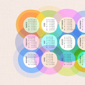 Mid-mod abstract geometric Rainbow dots 2024 Calendar 4. Light