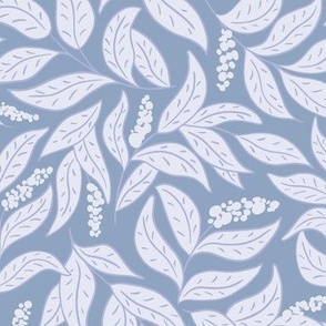 Pantone Intangible, light blue lilac foliage silhouette, MEDIUM, leaves are approx 1x2 inches