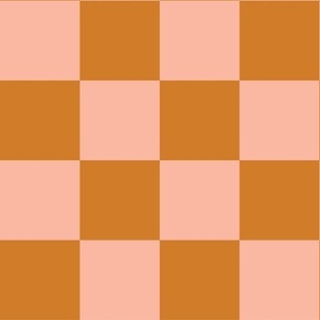 Checkered Daydreams in Sunset, large | burnt orange & peachy pink geometric print