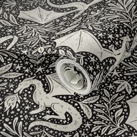 Dragons Botanical - textured- black and cream - medium