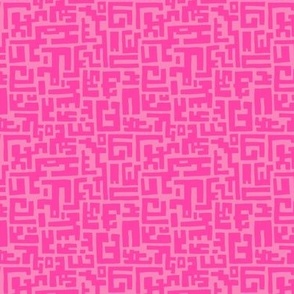 Hand drawn maze in bright Bubblegum Pink