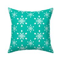 Vintage Plastic Snowflakes ~ on holiday turquoise