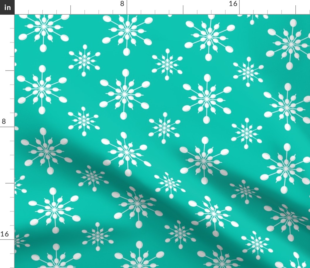 Vintage Plastic Snowflakes ~ on holiday turquoise