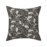 Dragons Botanical - textured - black and cream - small