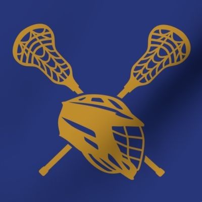 Crossed Lacrosse Sticks and Helmet, High School Lacrosse, College Lacrosse, Boys Lacrosse, Mens Lacrosse, Girls Lacrosse, Womens Lacrosse, School Spirit, Blue & Gold, Blue & Yellow
