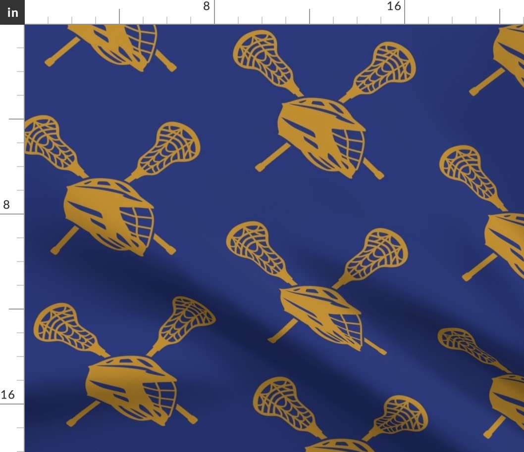 Crossed Lacrosse Sticks and Helmet, High School Lacrosse, College Lacrosse, Boys Lacrosse, Mens Lacrosse, Girls Lacrosse, Womens Lacrosse, School Spirit, Blue & Gold, Blue & Yellow