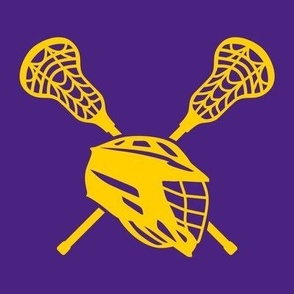 Crossed Lacrosse Sticks and Helmet, High School Lacrosse, College Lacrosse, Boys Lacrosse, Mens Lacrosse, Girls Lacrosse, Womens Lacrosse, School Spirit, Purple & Gold, Purple & Yellow