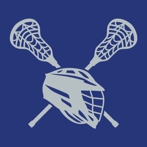 Crossed Lacrosse Sticks and Helmet, High School Lacrosse, College Lacrosse, Boys Lacrosse, Mens Lacrosse, Girls Lacrosse, Womens Lacrosse, School Spirit, Blue & Gray, Blue & Silver