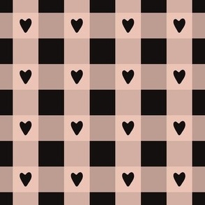 Gingham Love Hearts on Dusky Pink and Midnight Black Buffalo Plaid Cute Check Blender