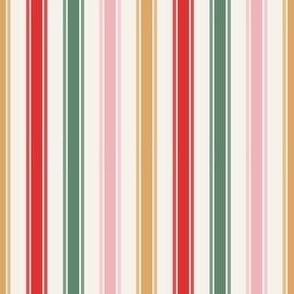 Medium Scale Groovy Christmas Candy Stripes on Ivory
