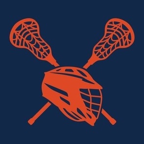 Crossed Lacrosse Sticks and Helmet, High School Lacrosse, College Lacrosse, Boys Lacrosse, Mens Lacrosse, Girls Lacrosse, Womens Lacrosse, School Spirit, Blue & Orange 