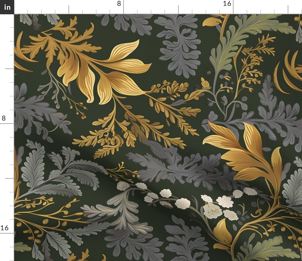 Nature's Bounty - Gold/Dark Green Wallpaper – New